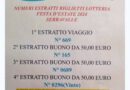 SERRAVALLE – FESTA D’ESTATE 2024 – NUMERI ESTRATTI DELLA LOTTERIA